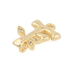Brass Crystal Rhinestone Letter Links Connector Charms KK-S395-06G-F-2