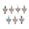 7Pcs Natural Mixed Stone Beaded Pendants PALLOY-JF02946-S-1