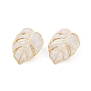 Ion Plating(IP) 304 Stainless Steel Leaf Stud Earrings EJEW-Z068-37G-01-4