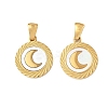 304 Stainless Steel Pave Natural White Shell Flat Round Pendant Necklaces STAS-R168-23G-02-1