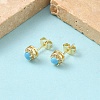 Round Brass Micro Pave Clear Cubic Zirconia Stud Earrings EJEW-Z144-13G-2