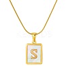 Stainless Steel Snake Bone Chain Alphabet Necklace with Shell Pendant WD3660-19-1