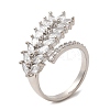 Cubic Zirconia Ear of Wheat Open Cuff Ring RJEW-M151-01P-3