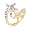 Starfish Brass Micro Pave Clear Cubic Zirconia Cuff Ring RJEW-Q819-25G-1