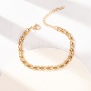 304 Stainless Steel Ring Link Chain Bracelets for Women BJEW-F529-13G-1