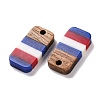 Independence Day Opaque Striped Resin & Walnut Wood Pendants RESI-U010-01D-2