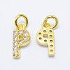 Brass Micro Pave Grade AAA Cubic Zirconia Charms ZIRC-P067-11G-P-NR-1