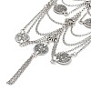Bohemian Multi-layer Chain Alloy Coin Tassel Toe Ring Anklets for Women AJEW-B107-01P-4
