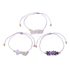 3Pcs 3 Styles Gemstone Braided Bead Bracelets BJEW-JB11146-05-4