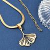 Ginkgo Leaf 201 Stainless Steel Herringbone Chains Pendant Necklaces NJEW-K253-36G-2