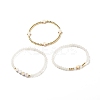 3Pcs 3 Style Natural White Jade & Synthetic Turquoise(Dyed) & Hematite Beaded Stretch Bracelets Set BJEW-JB07975-1
