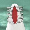 Horse Eye 304 Stainless Steel Enamel Cuff Rings for Women RJEW-G355-04P-02-3