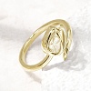 Brass Micro Pave Cubic Zirconia Cuff Open Rings for Women RJEW-L343-01G-02-2