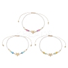 3Pcs Starfish Natural Agate & Amazonite & Shell Pearl Beads Braided Bead Bracelets for Women BJEW-JB12765-2