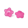 Chunky Magenta Transparent Frosted Flower Acrylic Beads X-PL560-14-3