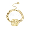 304 Stainless Steel Cuban Link Chain Square Link Bracelets for Women BJEW-C071-06G-1