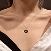 1Pc Alloy Black Enamel Moon Sun Pendant Necklaces NJEW-LP0002-94G-1