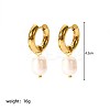 Stainless Steel Natural Pearl Oval Hoop Earrings CN6183-6-2