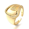 Brass Micro Pave Cubic Zirconia Adjustable Open Cuff Rings for Women RJEW-K292-12G-4