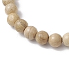 3Pcs Natural African Padauk Wood & Sandalwood & Wood & Striped Agate & Green Aventurine & Quartz Crystal Round Beaded Stretch Bracelets for Women BJEW-JB11929-6