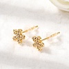 Flower Brass Micro Pave Clear Cubic Zirconia Stud Earrings EJEW-P331-12G-2