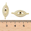 Brass Micro Pave Clear and Black Cubic Zirconia Eye Connector Charms KK-A282-16G-3