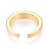 Brass Micro Pave Clear Cubic Zirconia Cuff Rings for Women KK-T074-16G-3