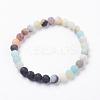 Frosted Natural Gemstone Stretch Bracelets BJEW-JB03361-2