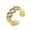 Cubic Zirconia Rhombus Open Cuff Ring RJEW-I091-01G-2
