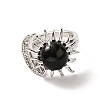 Natural Obsidian Sun & Moon Open Cuff Rings RJEW-K241-01P-06-2