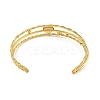 304 Stainless Steel Pave Clear Cubic Zirconia 3-Line Heart Open Cuff Bangles for Women LS-BJEW-E100-04G-3