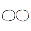 2Pcs 2 Styles Heart Glass Seed Beaded Stretch Bracelet Sets BJEW-JB10530-02-4