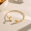 304 Stainless Steel Textured Sun Moon Open Cuff Bangles for Women SA-CBA5CC3-01G-3