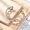 304 Stainless Steel Hollow Cuff Bangles for Women BJEW-B108-05G-2