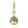 Natural Green Aventurine Chips Beads & Alloy Tree of Life Pendant Decorations HJEW-JM03129-04-2