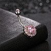 316L Surgical Stainless Steel Cubic Zirconia Flat Round Curved Barbell Belly Rings WGB2BE5-06-1