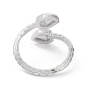 Clear Cubic Zirconia Double Acorn Open Cuff Rings RJEW-G287-01P-3