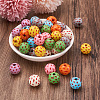 Fashewelry 80Pcs 8 Colors Printed Natural Wood Beads WOOD-FW0001-11-5