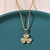 Brass Micro Pave Clear Cubic Zirconia Pendant 304 Stainless Steel Chain Necklaces for Women NJEW-D341-12B-G-3
