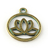 Flat Round with Lotus Zinc Alloy Pendants LS-X-PALLOY-R065-170-LF-1
