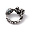 Dragon Head Natural Larimar Cuff Rings RJEW-G273-03AS-01-3