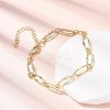 Brass Paperclip Chains Bracelet for Women BJEW-A065-09G-1