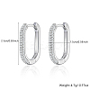 Oval Rhodium Plated 925 Sterling Silver with Rhinestone Hoop Earrings IL6021-1-2