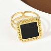 Square 304 Stainless Steel Enamel Finger Rings for Women RJEW-G355-06G-4