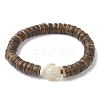 Natural Coconut Disc & Synthetic Turquoise Turtle Beaded Stretch Bracelet for Women BJEW-JB09700-05-1