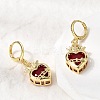Heart Brass Glass Hoop Earrings EJEW-P333-09F-G-3