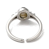 Natural Mixed Gemstone Oval Open Cuff Rings RJEW-M155-07P-4