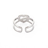 304 Stainless Steel Heart Wrap Open Cuff Ring for Women RJEW-S405-209P-2