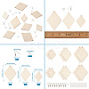 DIY Rhombus Shape Natural Wood Pendants Earring Making Kits DIY-YS0001-14-9