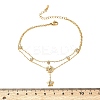 304 Stainless Steel Pave Clear Cubic Zirconia Charm 2-Strand Anklets for Women AJEW-K054-01C-G-3